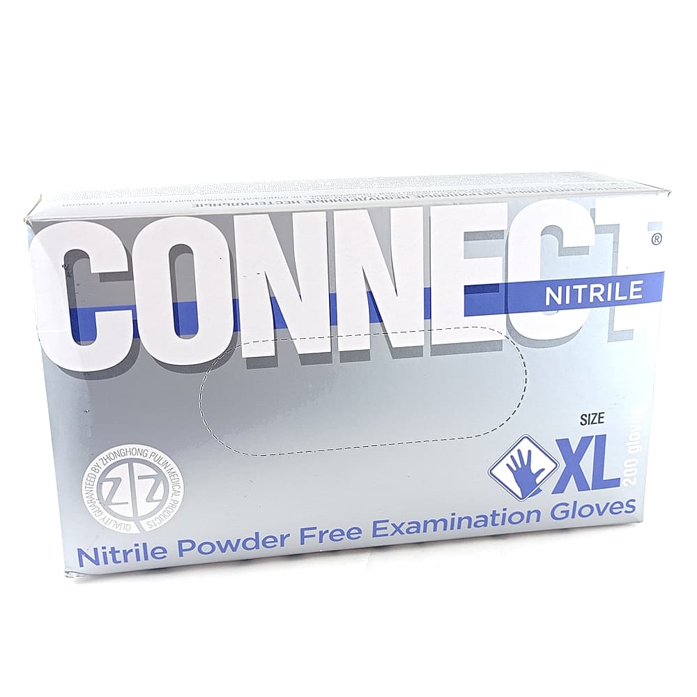 Смотровые перчатки Connect нестерильные и нитриловые размером XL, №100