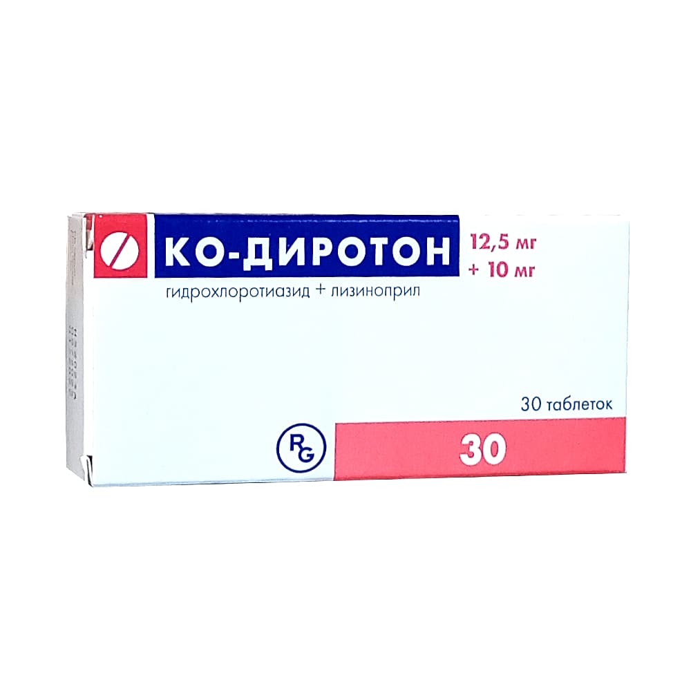 Ко-Диротон таблетки 10 мг+12,5 мг, 30 шт