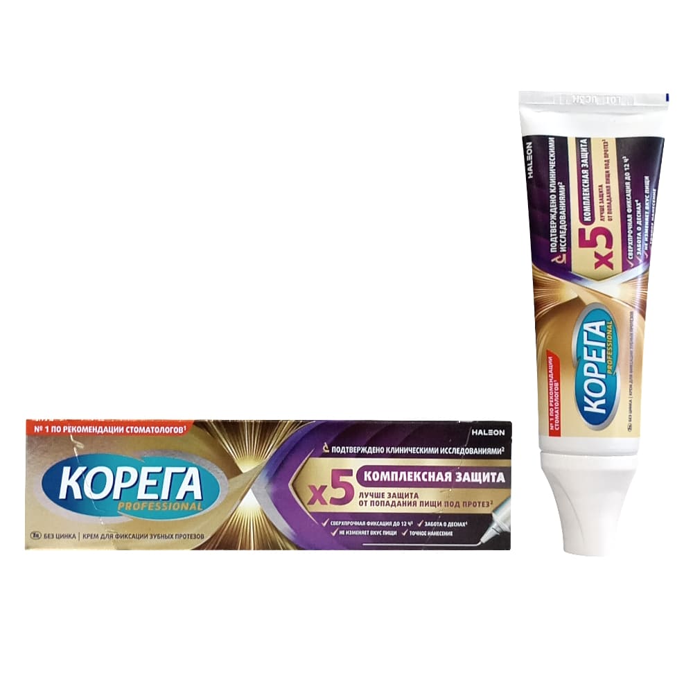 Корега Professional Комплексная защита крем для фиксации зубных протезов, 40 г
