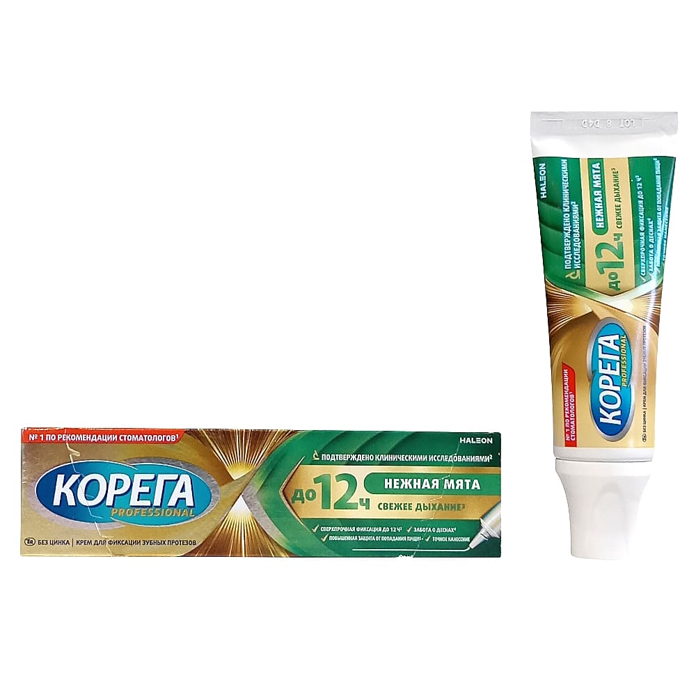 Корега Professional Нежная мята крем для фиксации зубных протезов, 40 г