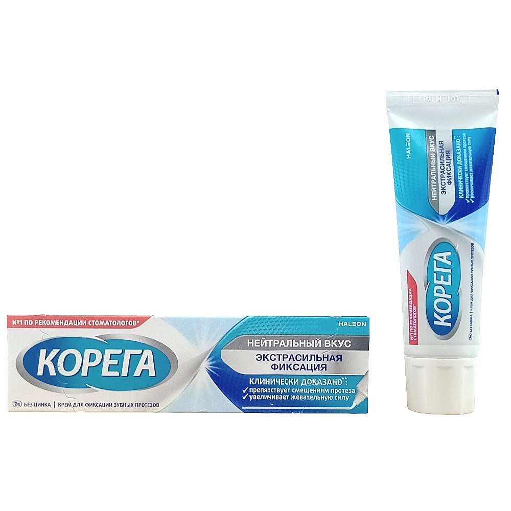 Корега крем для фиксации зубных протезов с нейтральным вкусом, 40гр