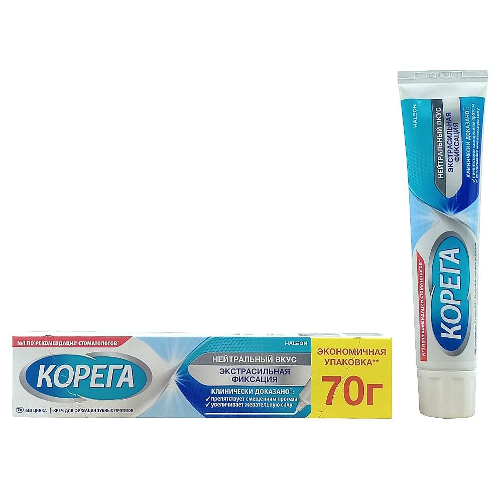 Корега крем для фиксации зубных протезов с нейтральным вкусом, 70гр