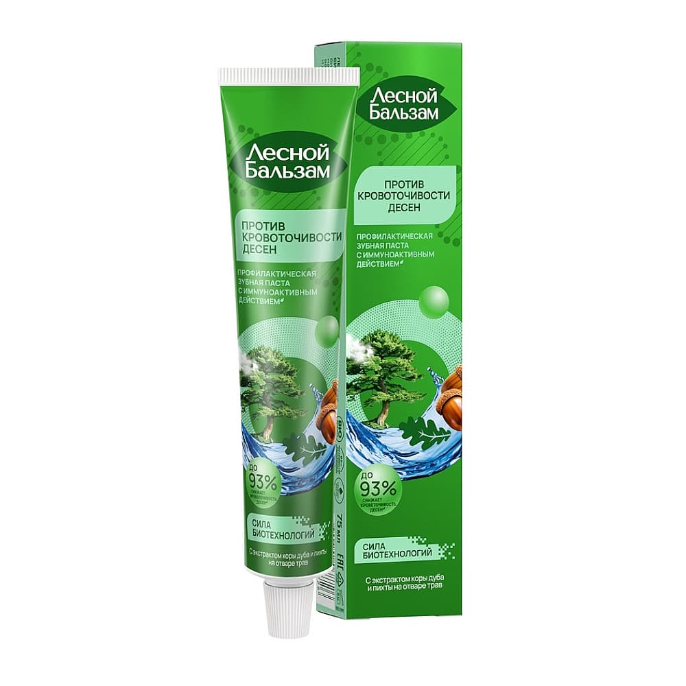 Лесной бальзам зубная паста против кровоточивости десен Дуб / пихта, 75 мл.