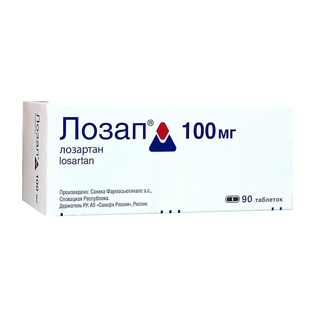Лозап таблетки п.о. 100 мг, 90 шт.