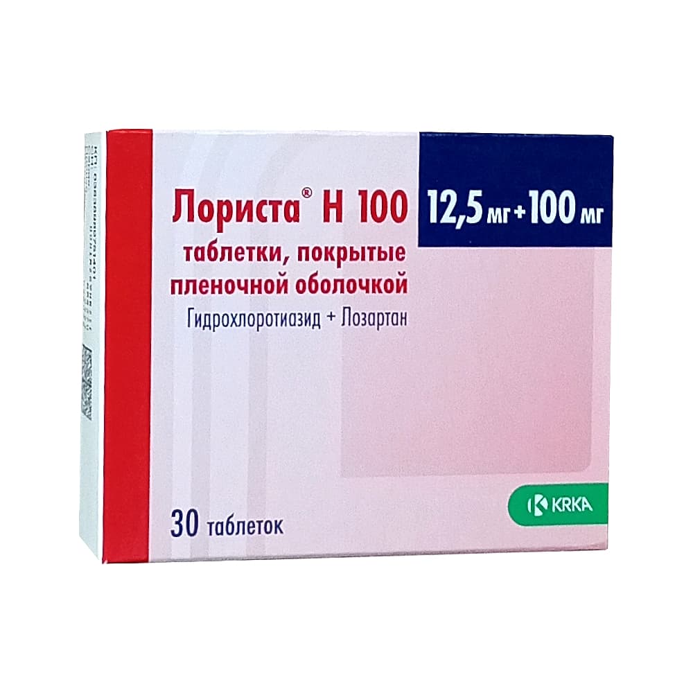 Лориста Н 100 таблетки 12,5мг + 100мг, 30 шт.