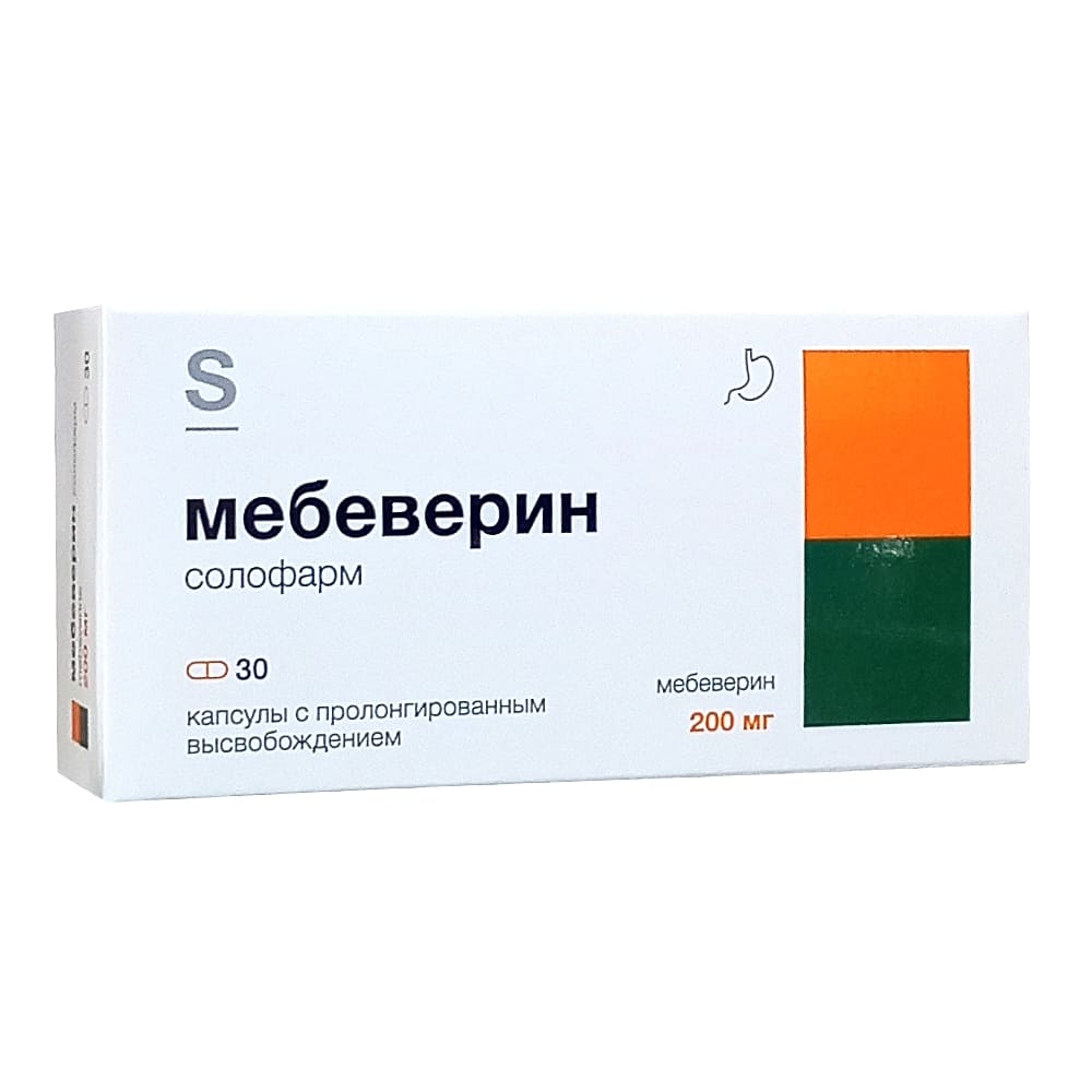 Мебеверин Солофарм капсулы 200мг, 30шт