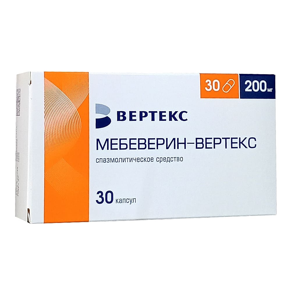 Мебеверин-Вертекс капсулы 200 мг, 30 шт