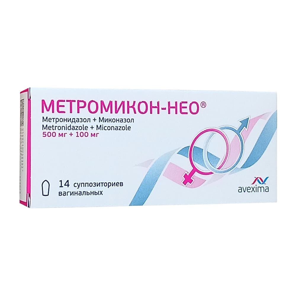 Метромикон-Нео суппозитории ваг. 0,5 мг+0,1 мг, 14 шт