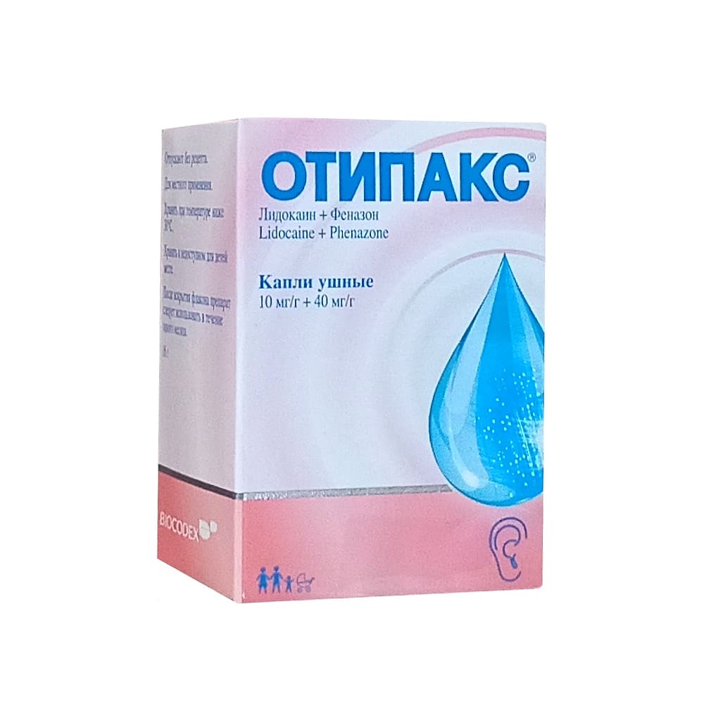 Отипакс капли ушные 10 мг/гр + 40 мг/гр, 16 гр