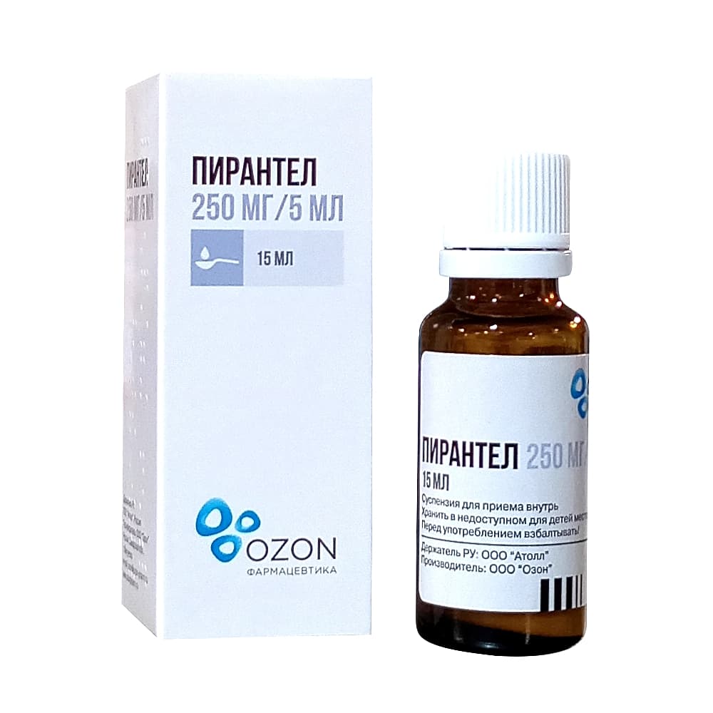 Пирантел суспензия 250 мг/5 мл, 15 мл