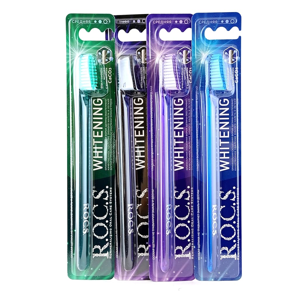 ROCS зубная отбеливающая щетка средней жесткости