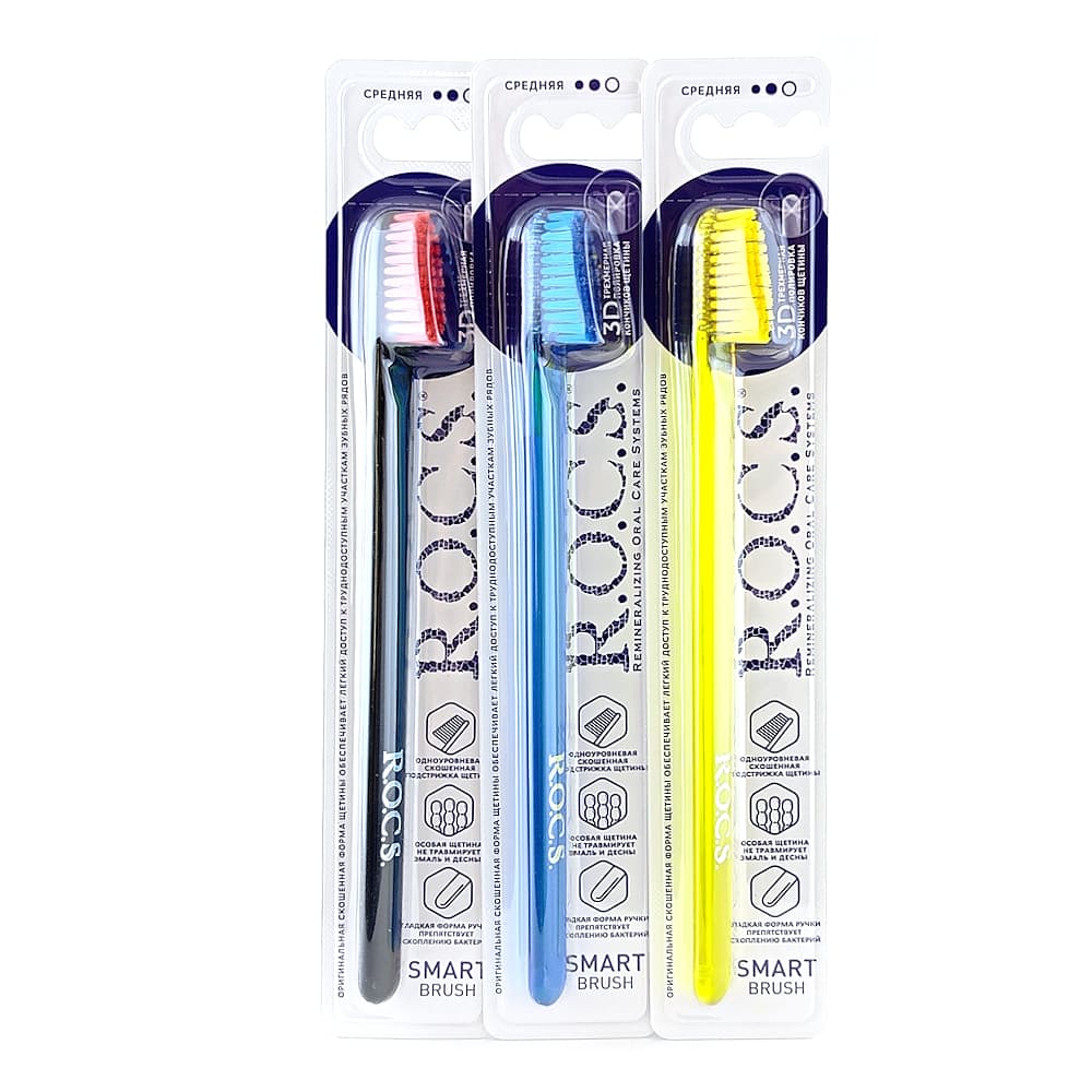 ROCS классиическая зубная щетка средней жесткости