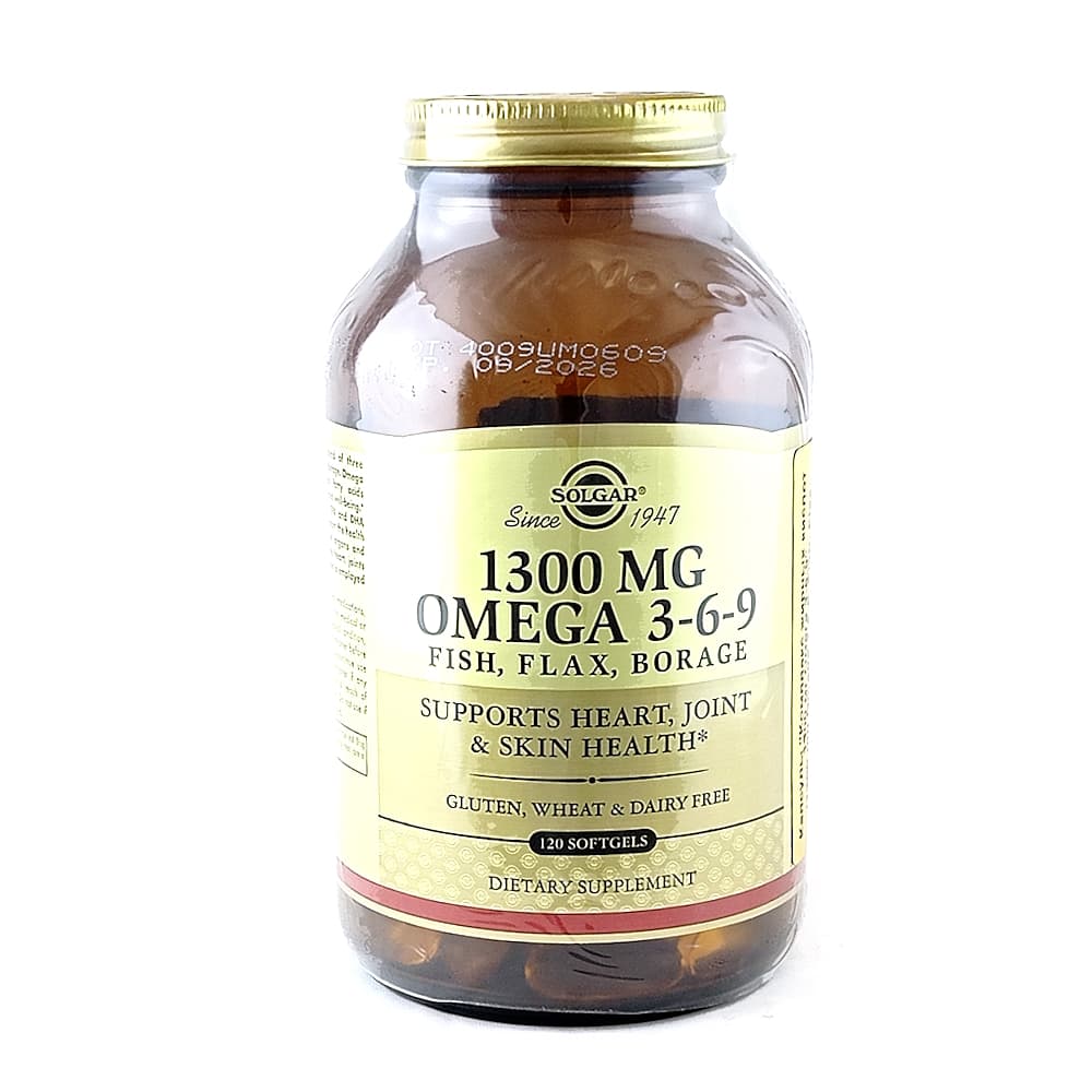 SOLGAR Omega 3-6-9 комплекс жирных кислот, капсулы 1300 мг, №120