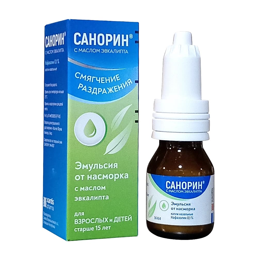 Санорин капли назальные 0,1% с маслом эвкалипта, 10 мл