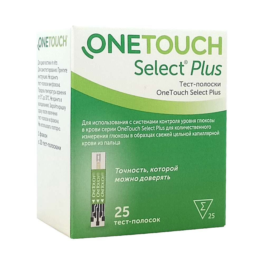 Тест-полоски ONE TOUCH SELECT PLUS, 25 шт.
