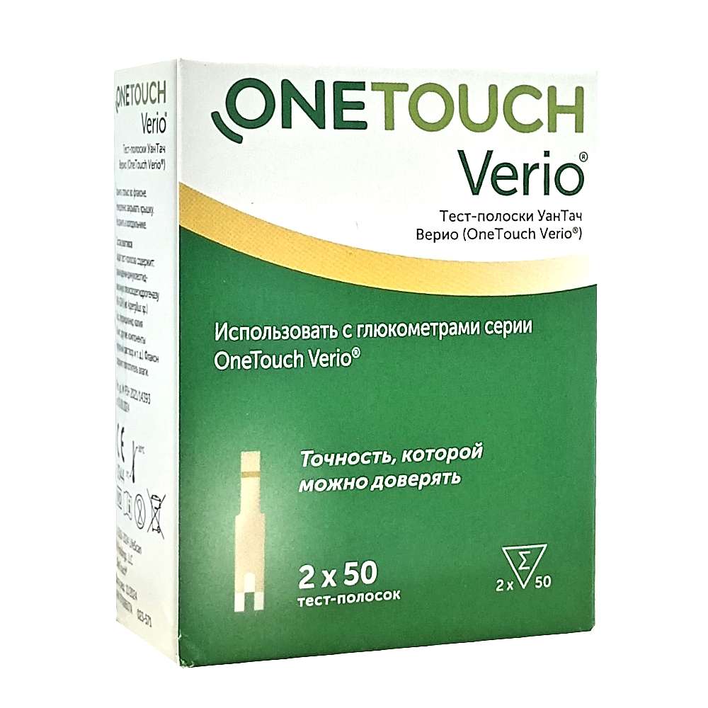 Тест-полоски ONE TOUCH VERIO, 100 шт.