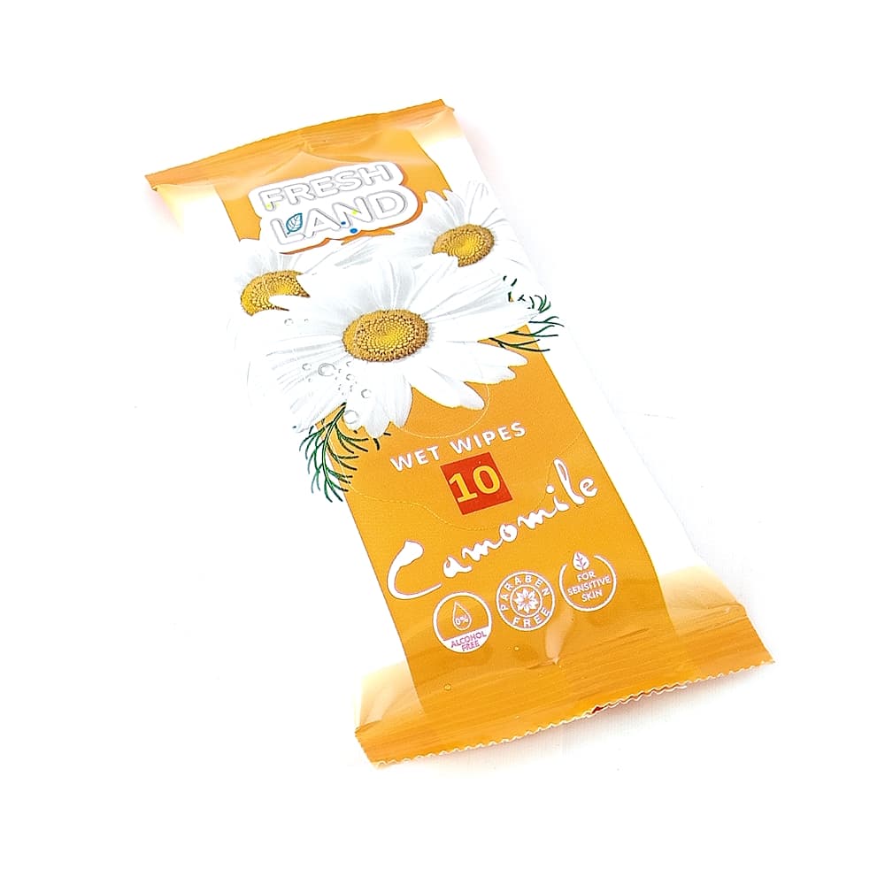 Freshland Салфетки влажные с экстрактом ромашки, 10 шт