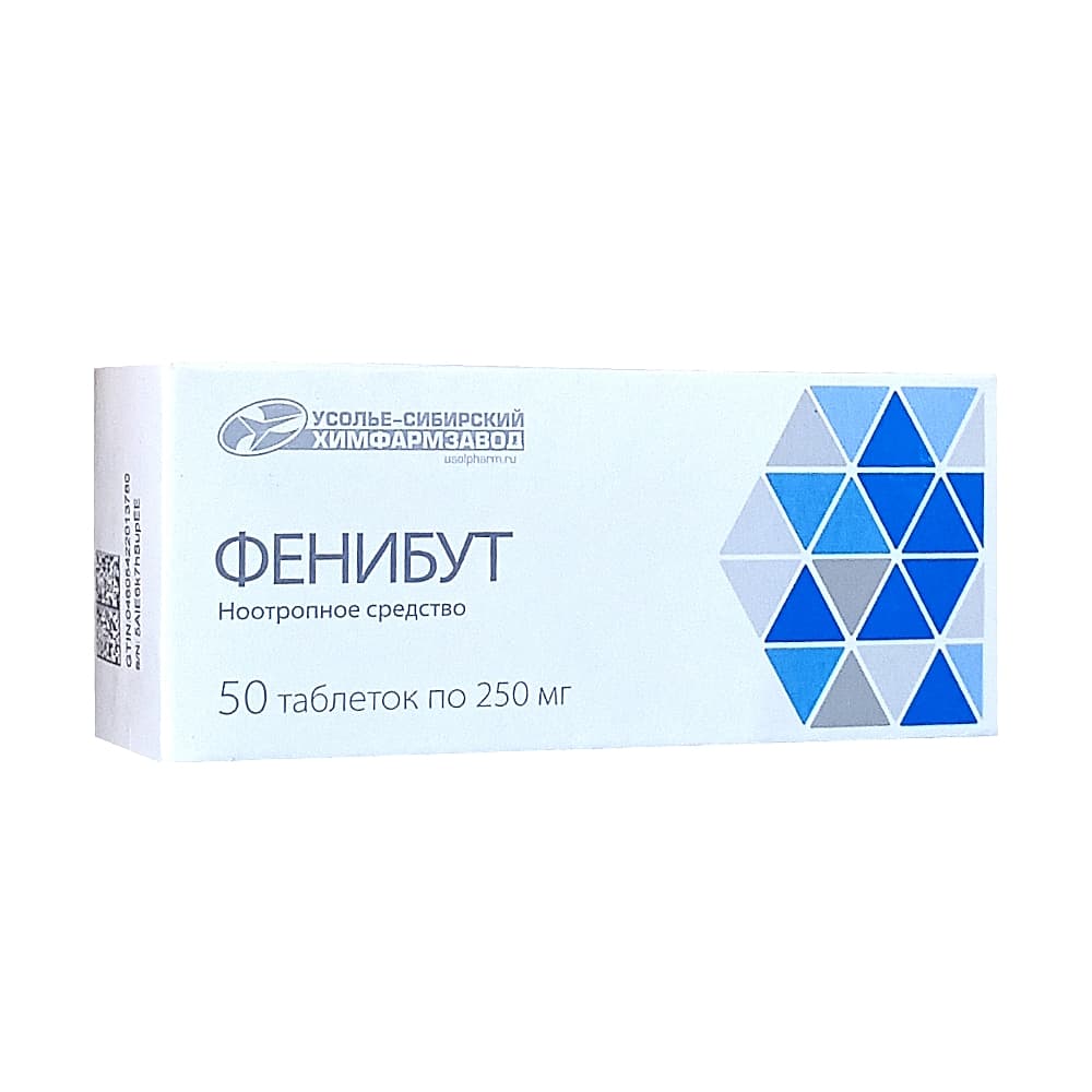 Фенибут таблетки 250 мг, 50 шт.