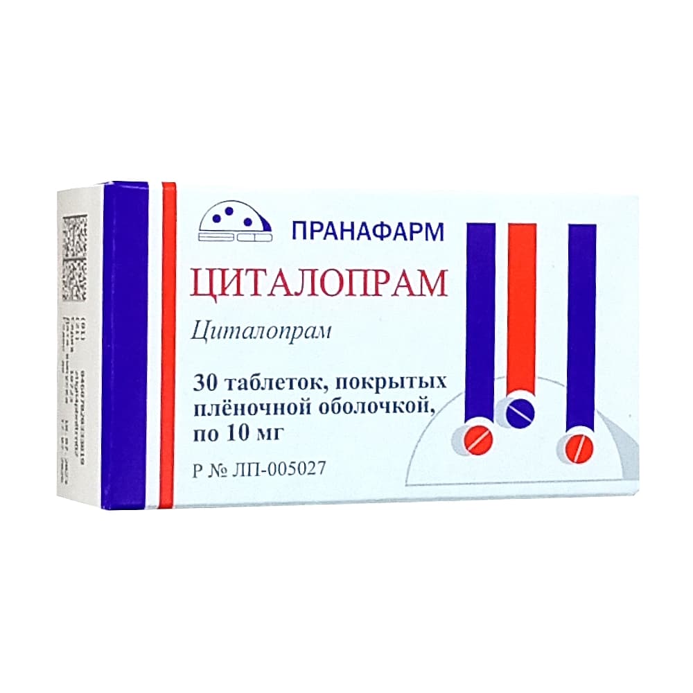 Циталопрам таблетки 10 мг, 30 шт.