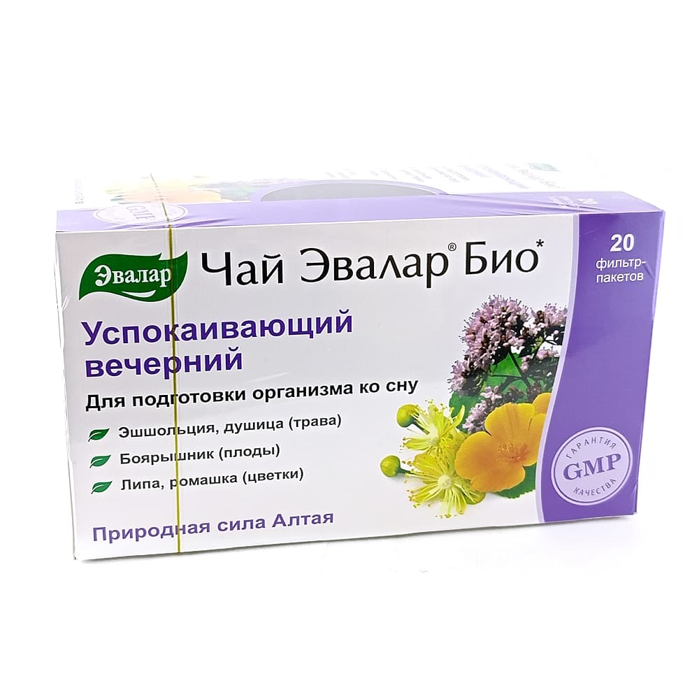 Чай Эвалар Био успокаивающий вечерний, фильтр-пакет 20шт 