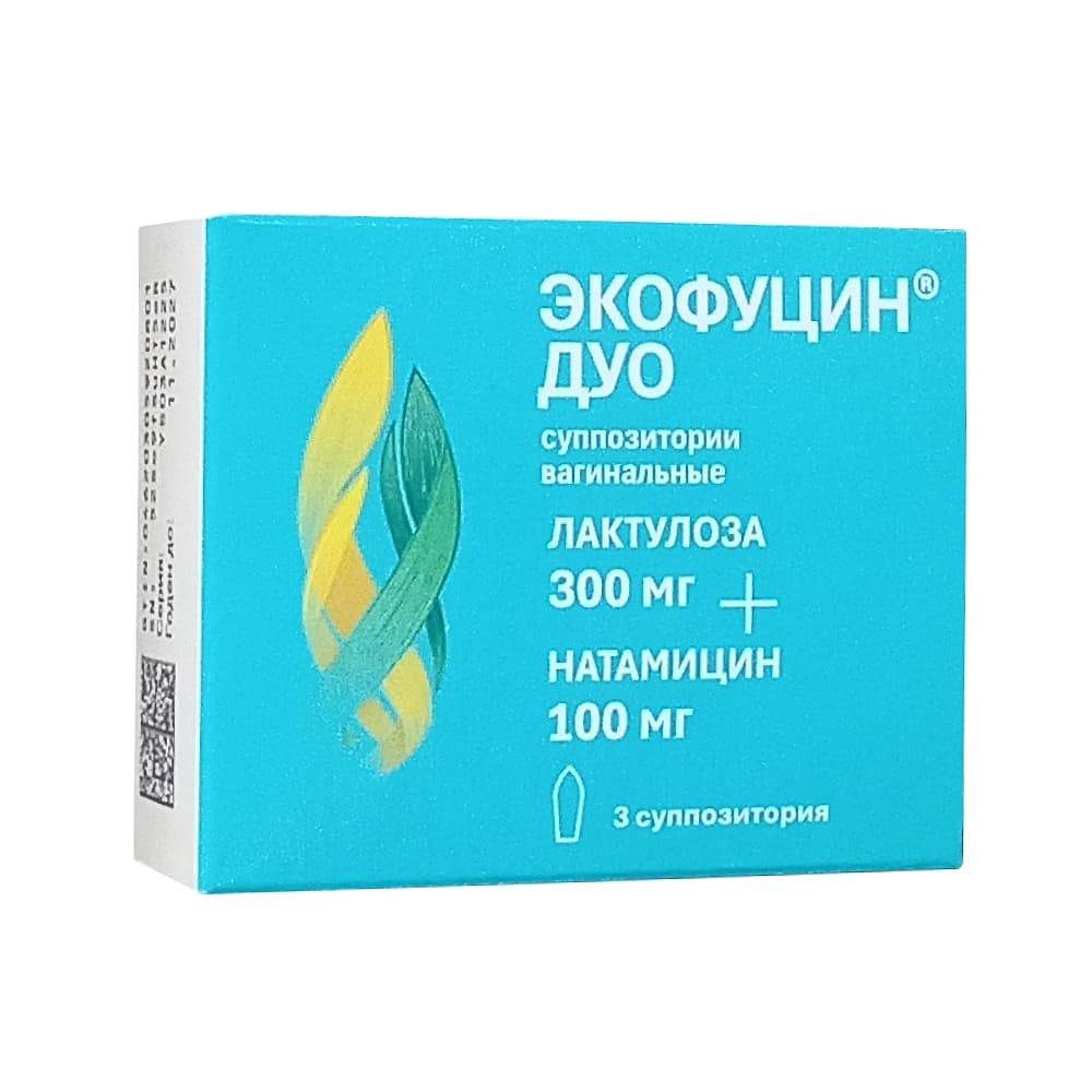 Экофуцин Дуо 300 мг+100 мг суппозитории вагинальные, 3 шт