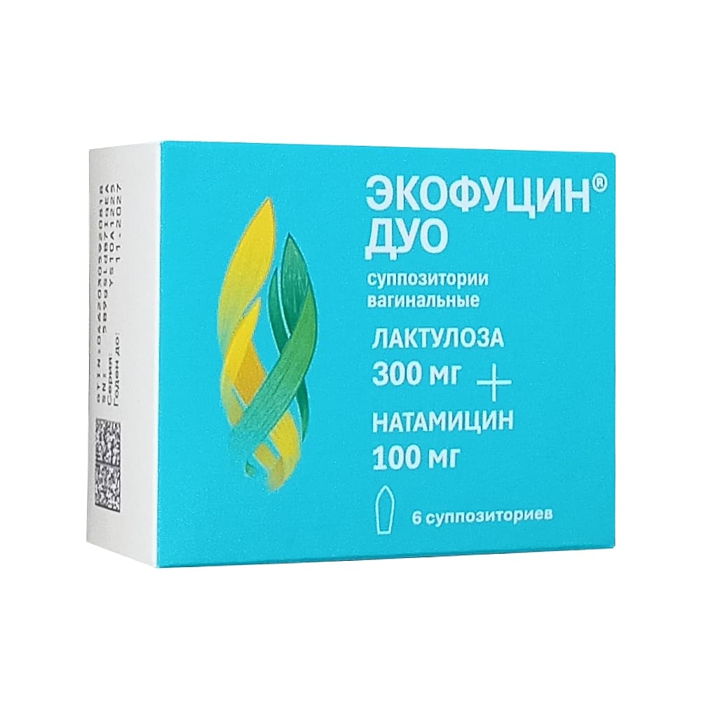 Экофуцин Дуо 300 мг+100 мг суппозитории вагинальные, 6 шт