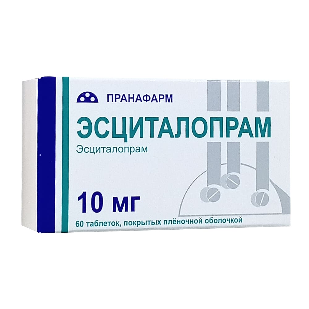 Эсциталопрам таблетки 10 мг, 60 шт