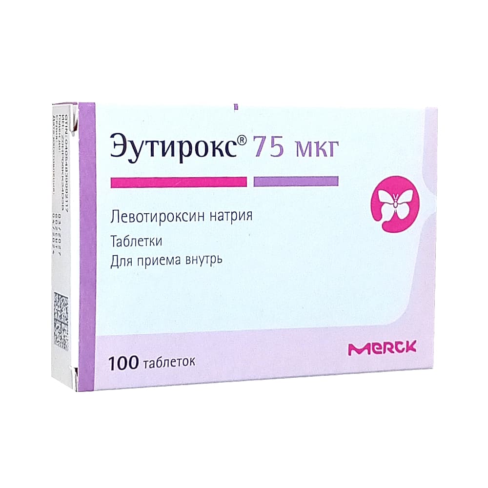 Эутирокс таблетки 75 мкг, 100 шт.